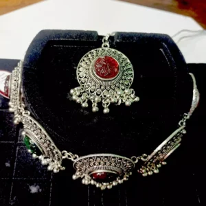 German Silver Meenakari Neckless Set