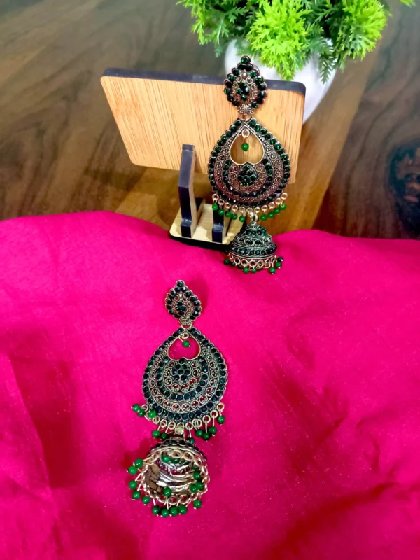 Wedding Wear Gold Plated Long Jhumka - Pink