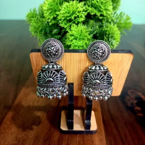 Rajwadi Filigree Oxidised Jhumka