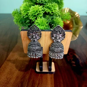 Traditional Oxidised Flora Design Jhumka