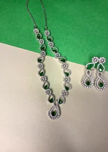 ADIYA JEWLS classic silver plated choker style necklace set