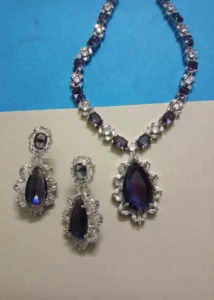 ADIYA JEWLS silver plated antique design AD necklace set