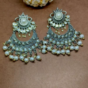 ADIYA JEWLS Oxidised Kundan Chandbali