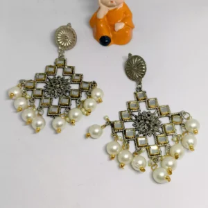 ADIYA JEWLS Silver Plated Mirror Jhumka