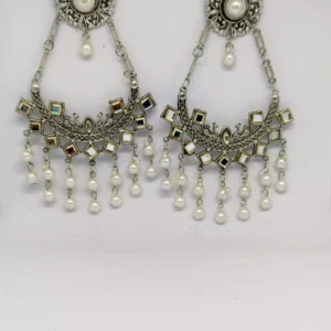 ADIYA JEWLS Oxidised Mirror Chandbali