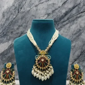 Hyderabadi faux pearl long necklace set