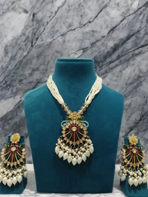 Hyderabadi faux pearl long necklace set