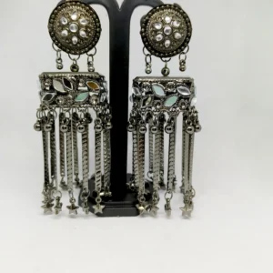 Black polish long drop jhumka