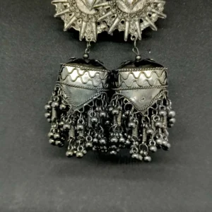 Black polish oxidised jhumka