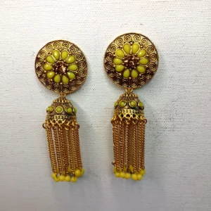 jhumka,earrings,yellow jhumka