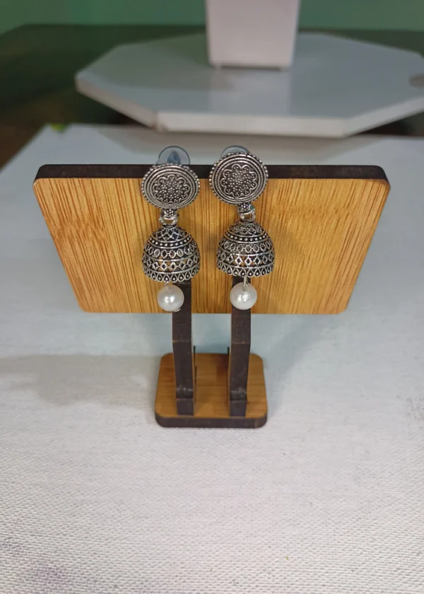 ADIYA JEWLS Oxidised ethnic pearl jhumki