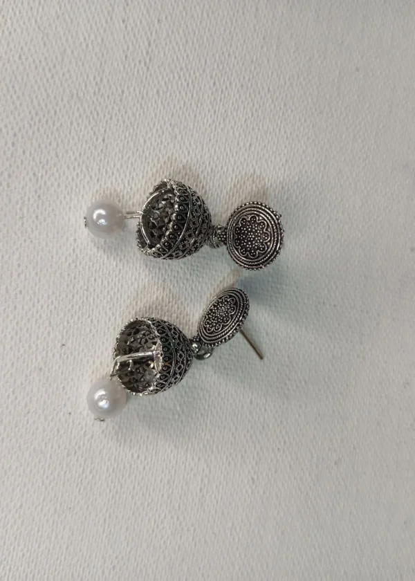 ADIYA JEWLS Oxidised ethnic pearl jhumki - Image 4