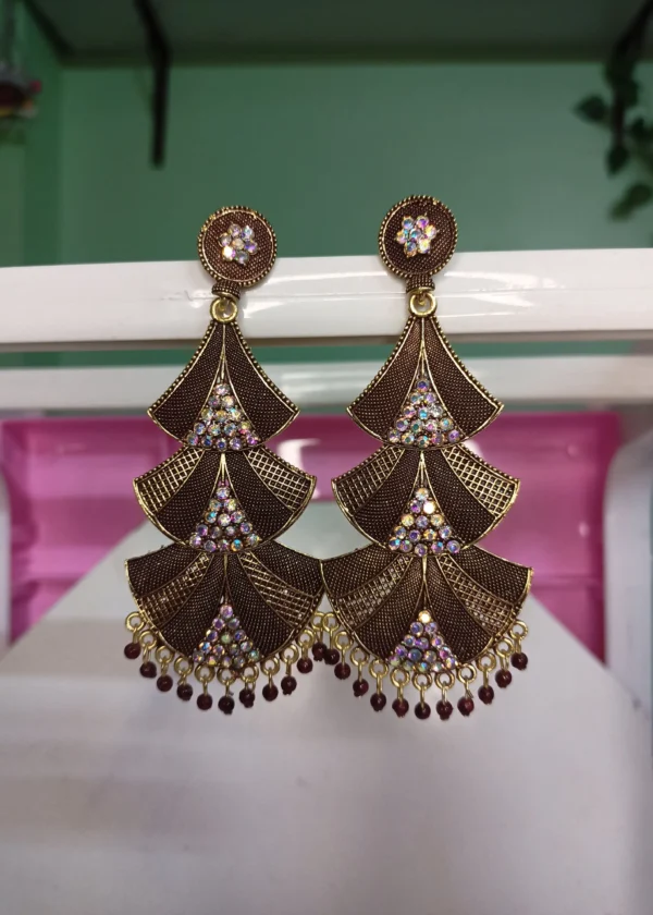 ADIYA JEWLS Rajkot three layer trending earrings - Image 8