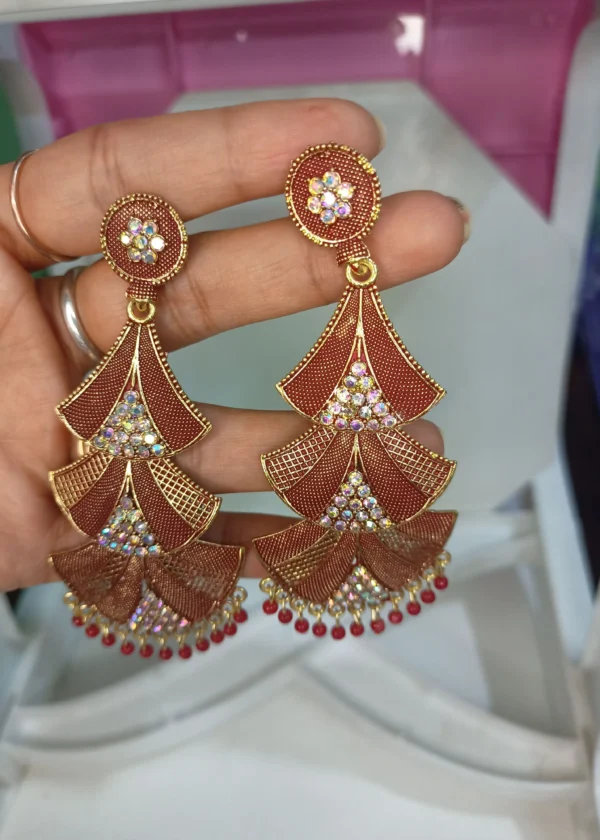 ADIYA JEWLS Rajkot three layer trending earrings - Image 4