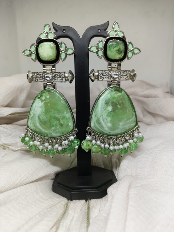 ADIYA JEWLS Griffin Stone-Studded Beaded Jhumka - Green