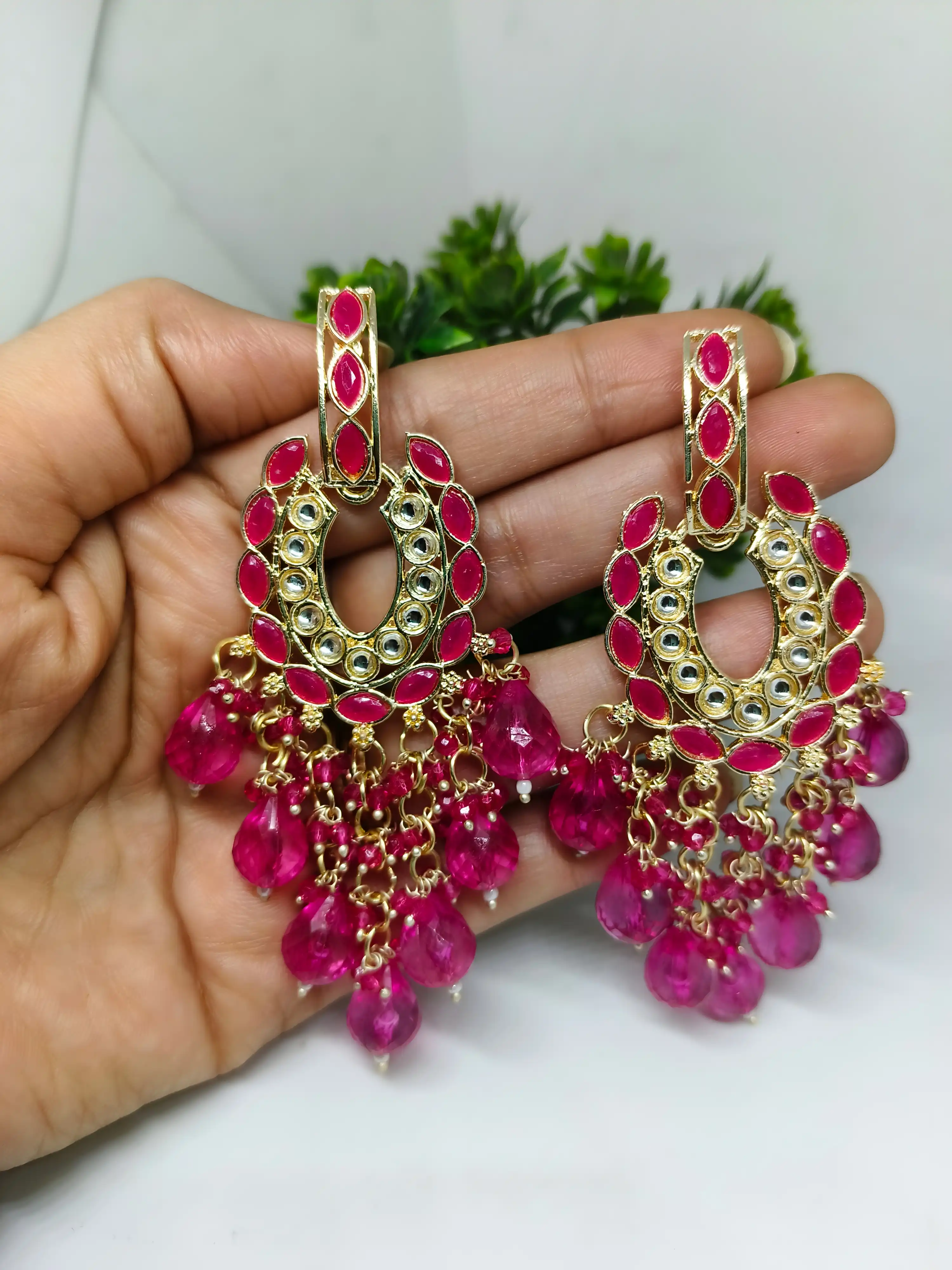 Traditional Indian Kundan Semi Precious Earrings